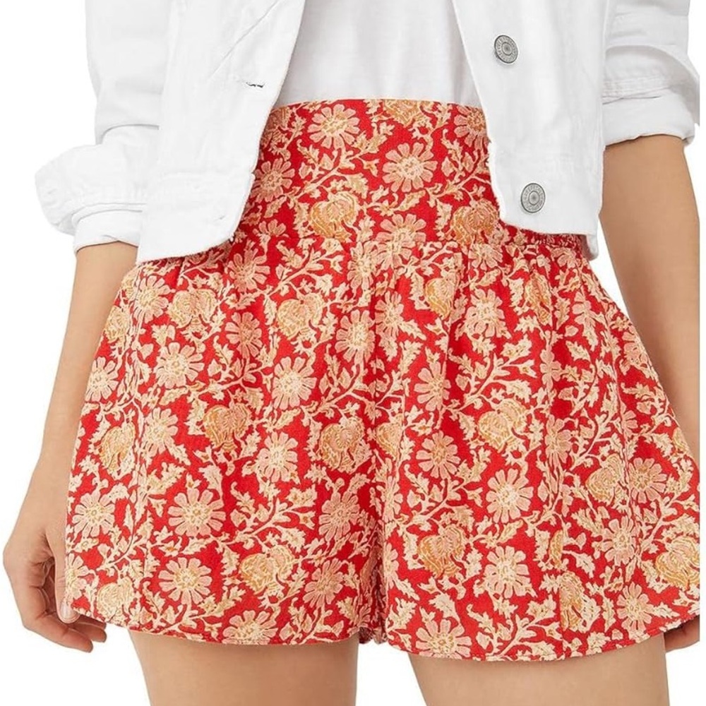 NWT Free People Floral Pink Red Flowy Summer Shorts
